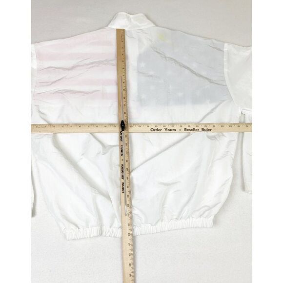 Vintage Surf Style American Flag Jacket Pull Over Windbreaker Pockets - Picture 8 of 10